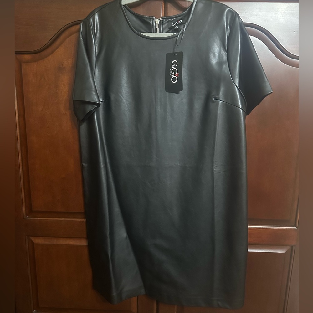 Black Faux Leather Dress BNWT